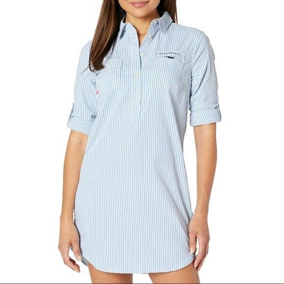 Vineyard Vines Other - VINEYARD VINES PERFORMANCE Seersucker Harbor Shirt Cover-up Dress Size 10 Beach
